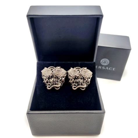 versace medusa silver cufflinks|Men's Designer and Luxury Cufflinks & Brooches .